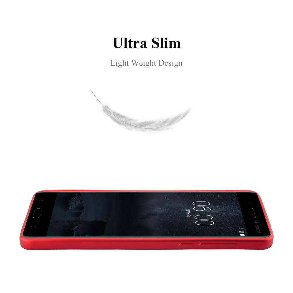 Cadorabo Schutzhülle für Nokia 6 2017 Hülle in Rot Handyhülle TPU Silikon Etui Cover Case