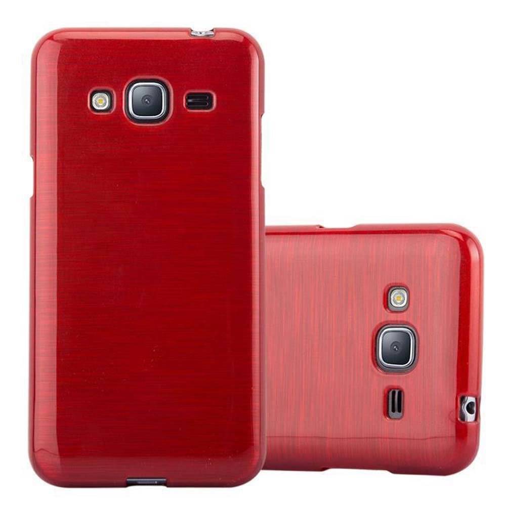 Cadorabo Hülle für Samsung Galaxy J3 / J3 DUOS 2016 Hülle in ROT - Handyhülle aus TPU Silikon - Silikonhülle Schutzhülle Ultra Slim Soft Back Co
