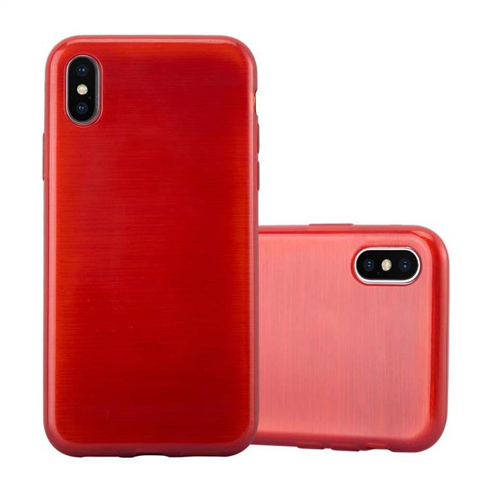 Cadorabo Hülle für Apple iPhone X / XS Schutz Hülle in Rot Schutzhülle TPU Silikon Etui Case Cover