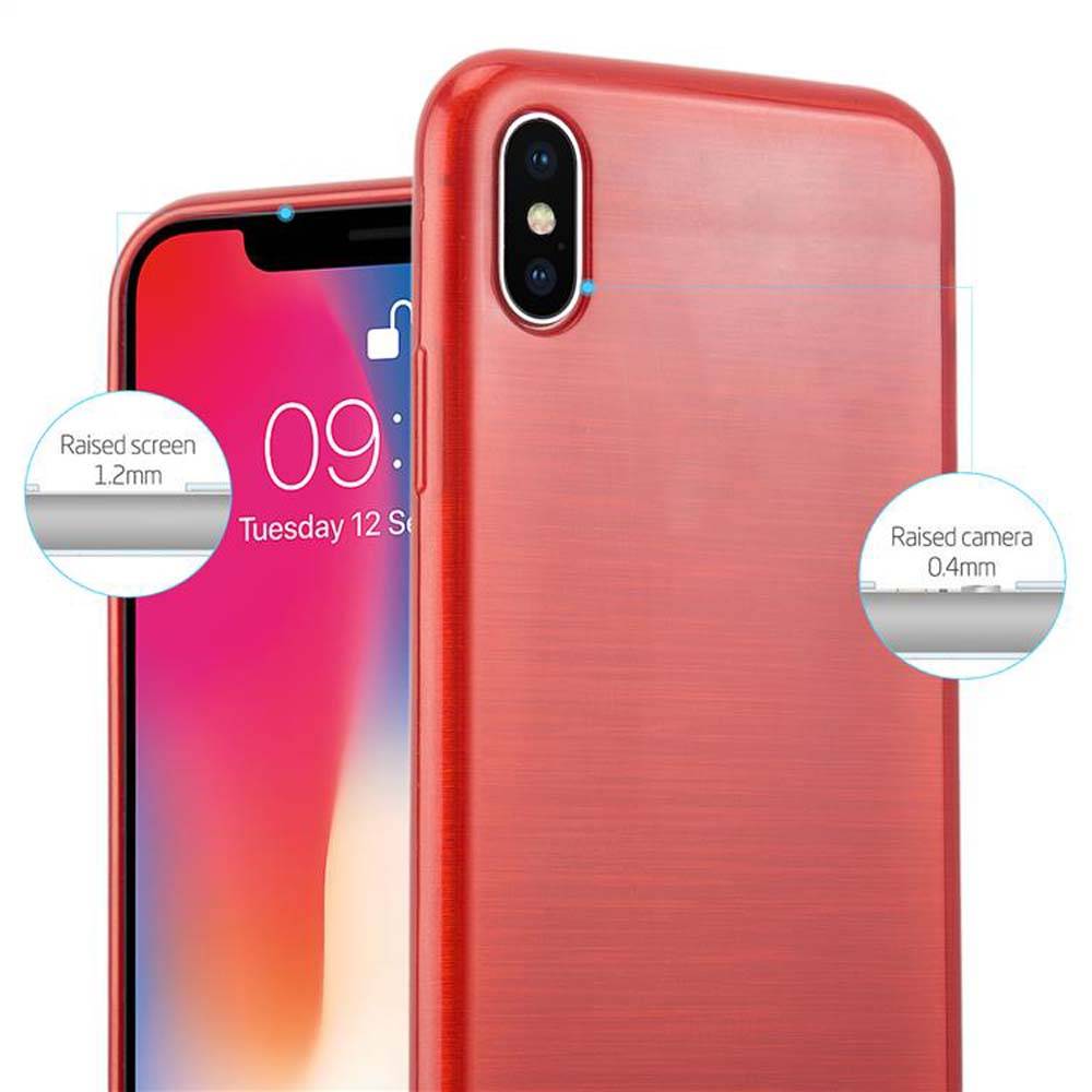 Cadorabo Hülle für Apple iPhone X / XS Schutz Hülle in Rot Schutzhülle TPU Silikon Etui Case Cover