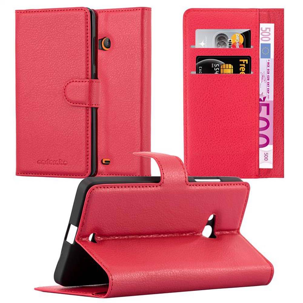Cadorabo Hülle für Nokia Lumia 540 Schutz Hülle in Rot Handyhülle Etui Case Cover Magnetverschluss