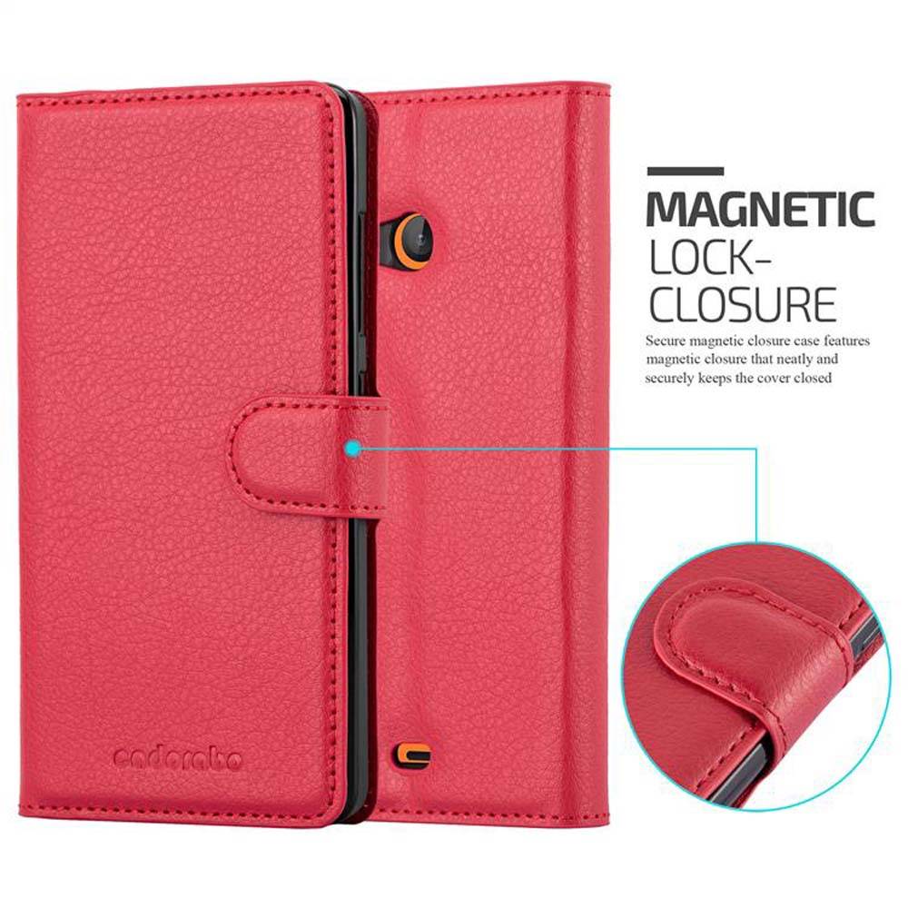 Cadorabo Hülle für Nokia Lumia 540 Schutz Hülle in Rot Handyhülle Etui Case Cover Magnetverschluss