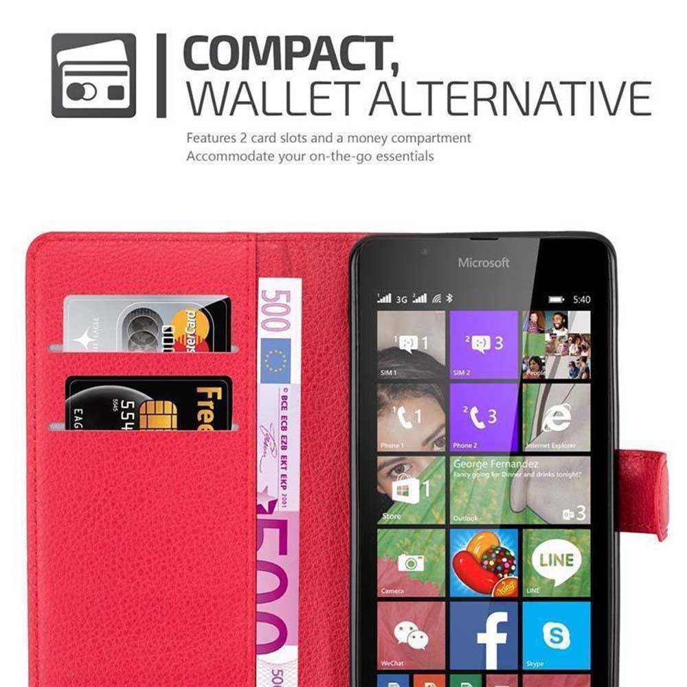 Cadorabo Hülle für Nokia Lumia 540 Schutz Hülle in Rot Handyhülle Etui Case Cover Magnetverschluss