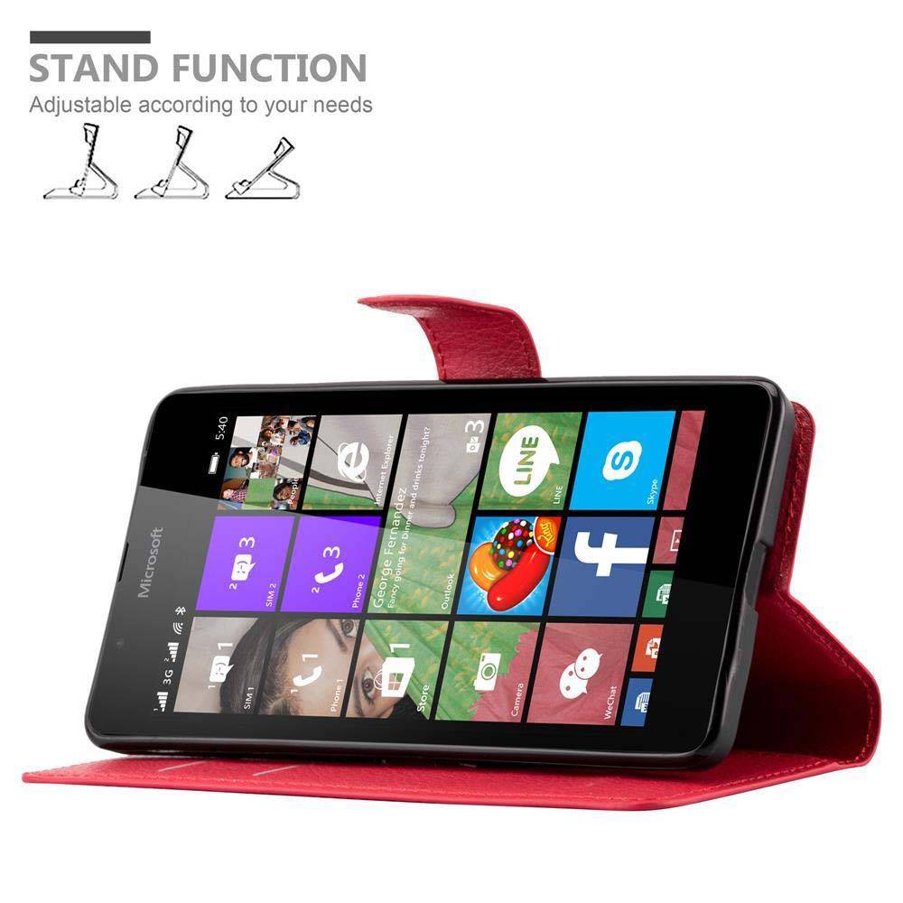 Cadorabo Hülle für Nokia Lumia 540 Schutz Hülle in Rot Handyhülle Etui Case Cover Magnetverschluss