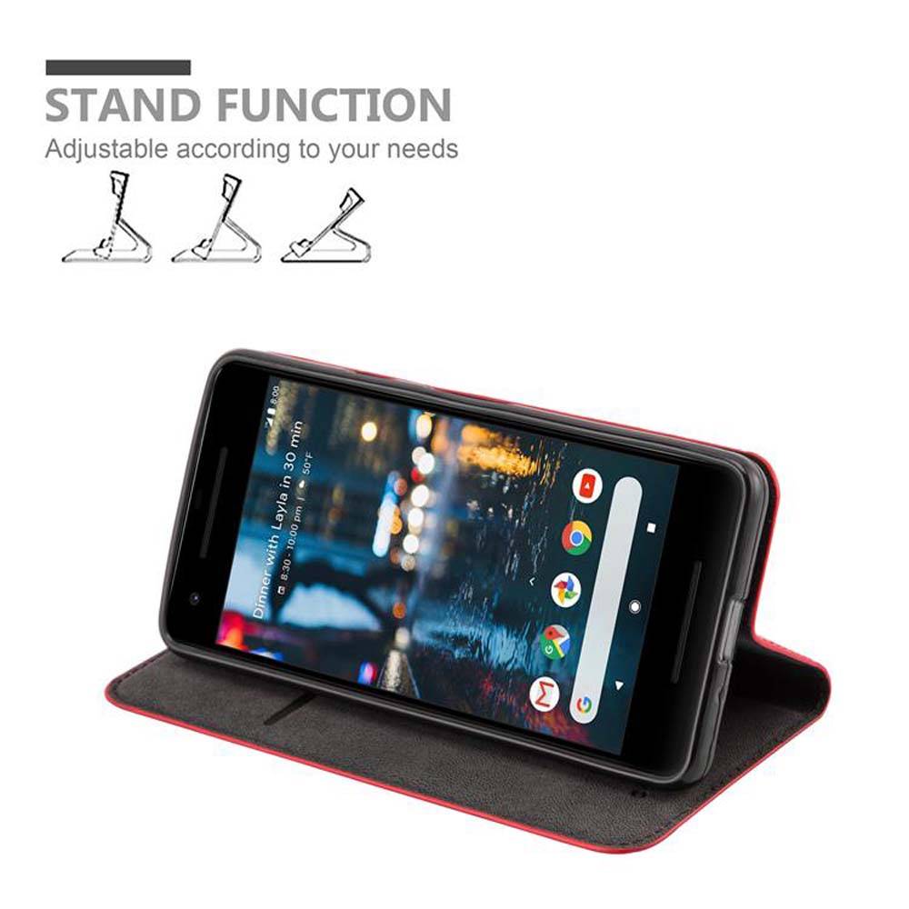 Cadorabo Hülle für Google PIXEL 2 Schutz Hülle in Rot Handyhülle Etui Case Cover Magnetverschluss