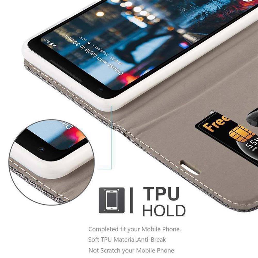 Cadorabo Hülle für Google PIXEL 2 XL Schutzhülle in Grau Handy Hülle Etui Book Case Cover