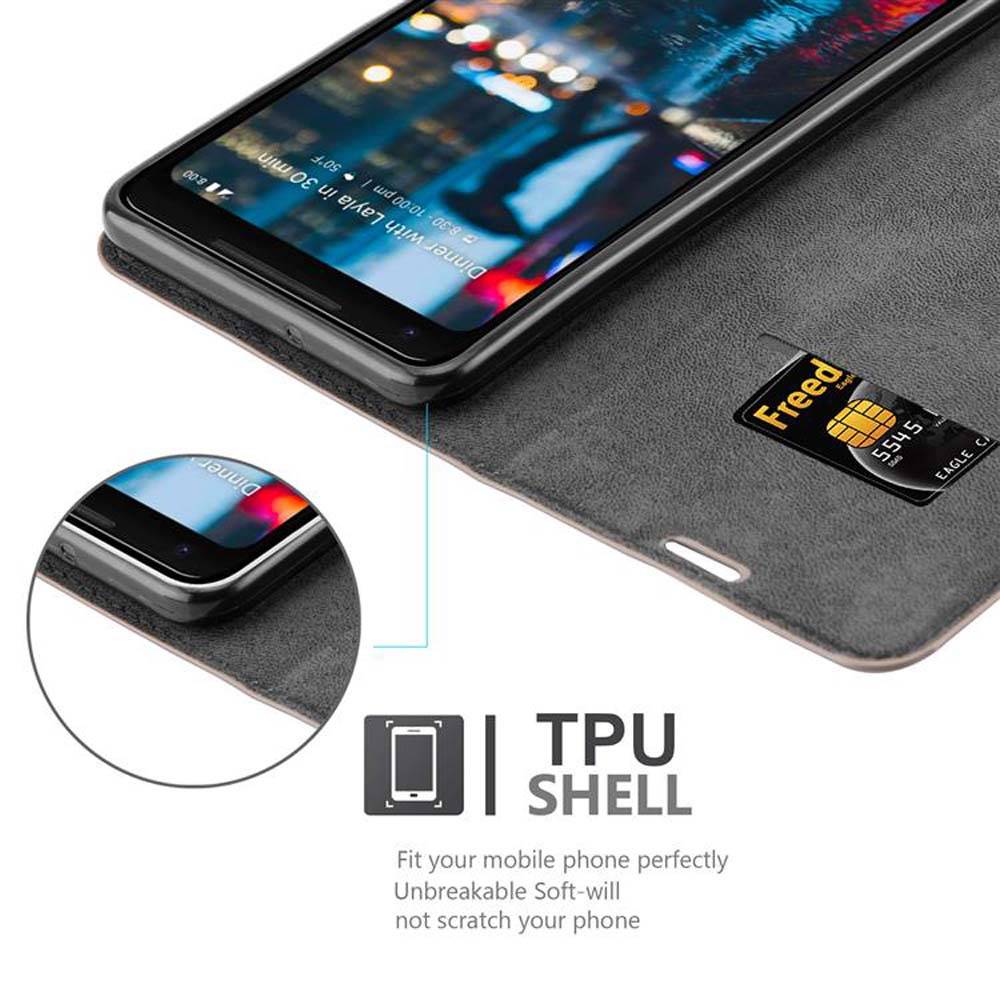 Cadorabo Hülle für Google PIXEL 2 XL Schutz Hülle in Braun Handyhülle Etui Case Cover Magnetverschluss