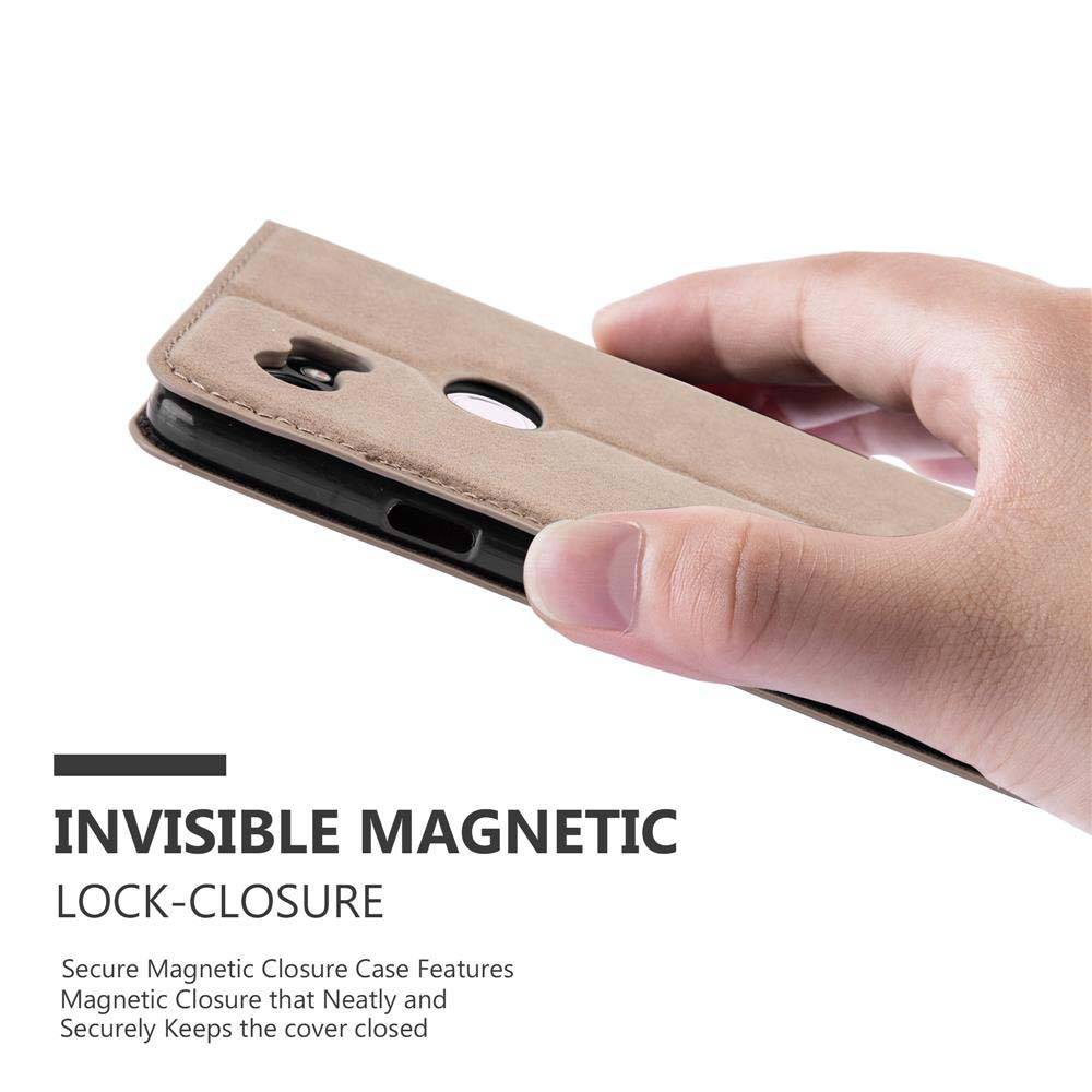 Cadorabo Hülle für Google PIXEL 2 XL Schutz Hülle in Braun Handyhülle Etui Case Cover Magnetverschluss