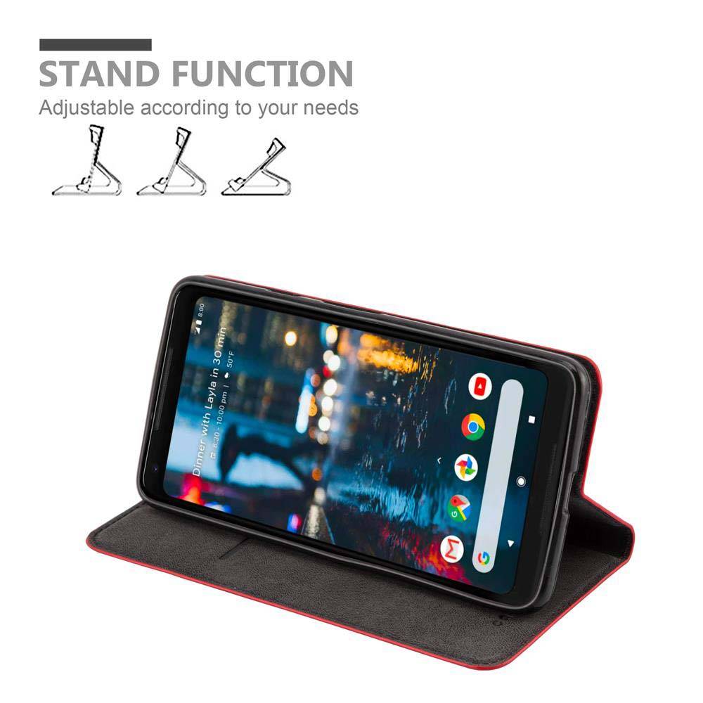 Cadorabo Hülle für Google PIXEL 2 XL Schutz Hülle in Rot Handyhülle Etui Case Cover Magnetverschluss