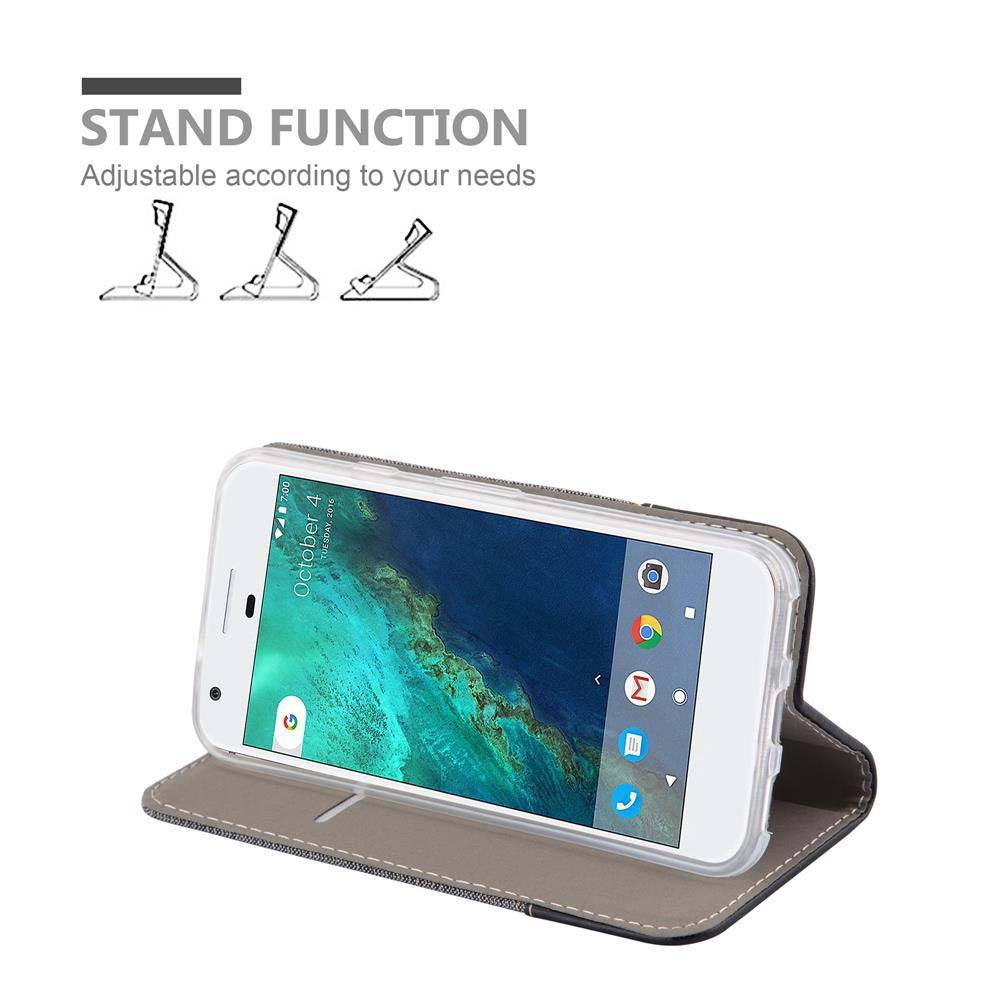 Cadorabo Hülle für Google PIXEL Schutzhülle in Grau Handy Hülle Etui Book Case Cover