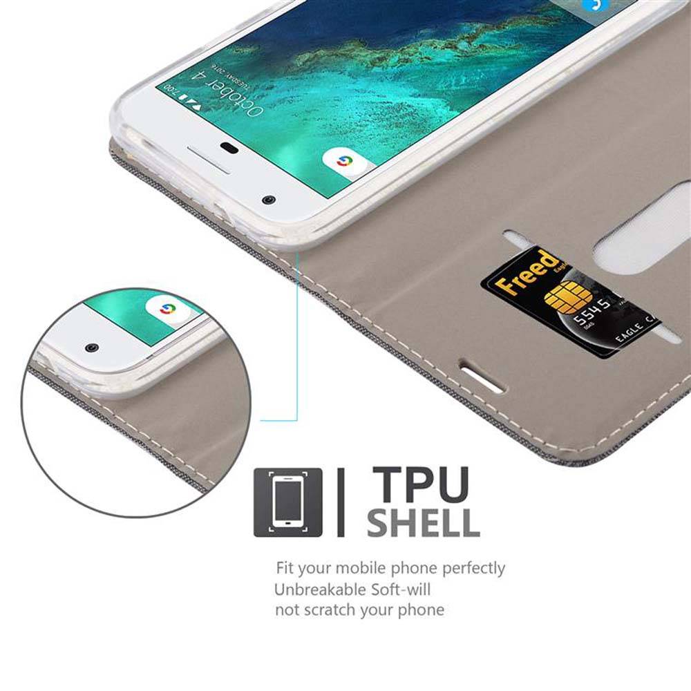 Cadorabo Hülle für Google PIXEL Schutzhülle in Grau Handy Hülle Etui Book Case Cover