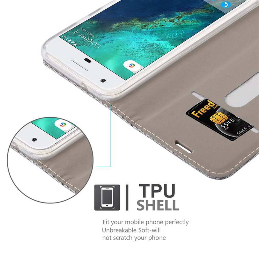 Cadorabo Hülle für Google PIXEL Schutzhülle in Grau Handy Hülle Etui Book Case Cover