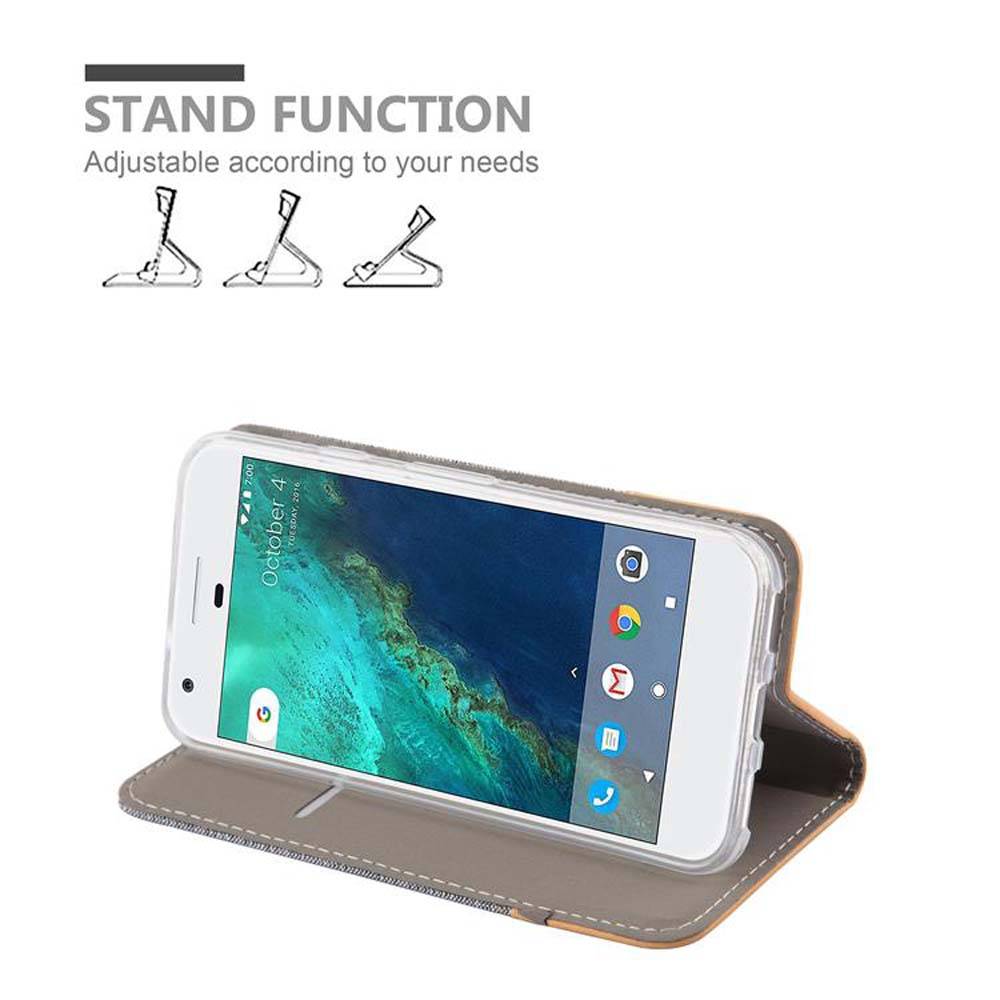 Cadorabo Hülle für Google PIXEL Schutzhülle in Grau Handy Hülle Etui Book Case Cover
