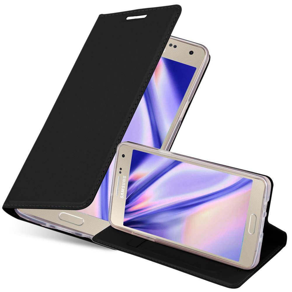 Cadorabo Handyhülle für Samsung Galaxy A3 2015 Schutz Hülle in Schwarz Cover Etui Book Case Booklet