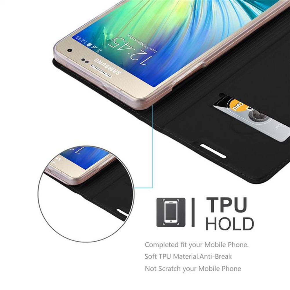 Cadorabo Handyhülle für Samsung Galaxy A3 2015 Schutz Hülle in Schwarz Cover Etui Book Case Booklet