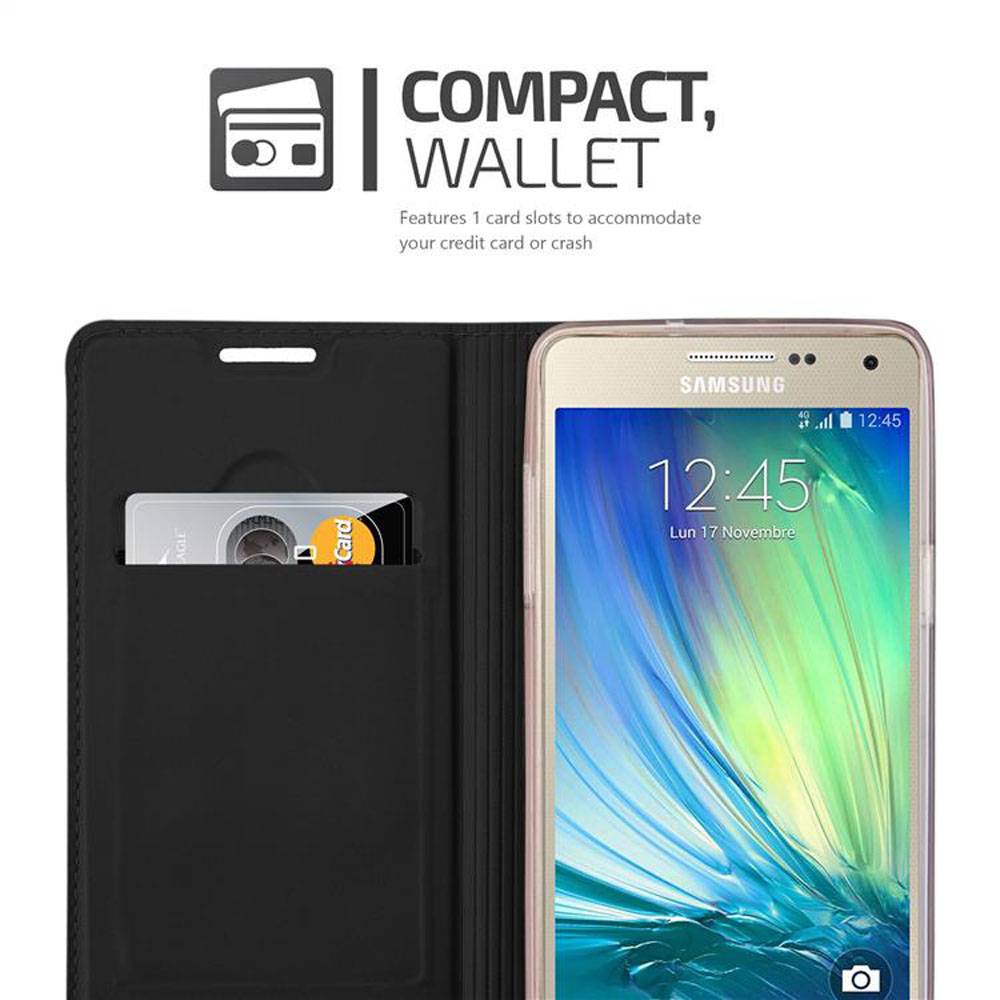 Cadorabo Handyhülle für Samsung Galaxy A3 2015 Schutz Hülle in Schwarz Cover Etui Book Case Booklet
