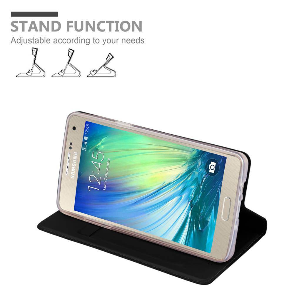 Cadorabo Handyhülle für Samsung Galaxy A3 2015 Schutz Hülle in Schwarz Cover Etui Book Case Booklet
