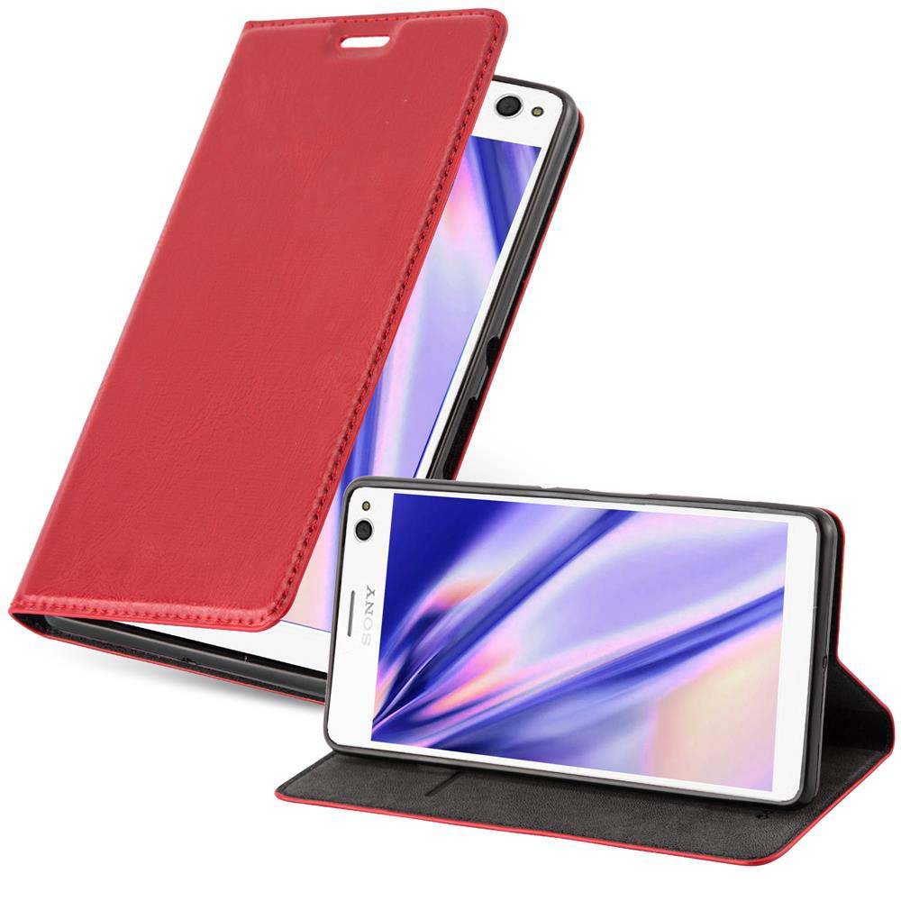 Cadorabo Hülle für Sony Xperia C4 Schutz Hülle in Rot Handyhülle Etui Case Cover Magnetverschluss