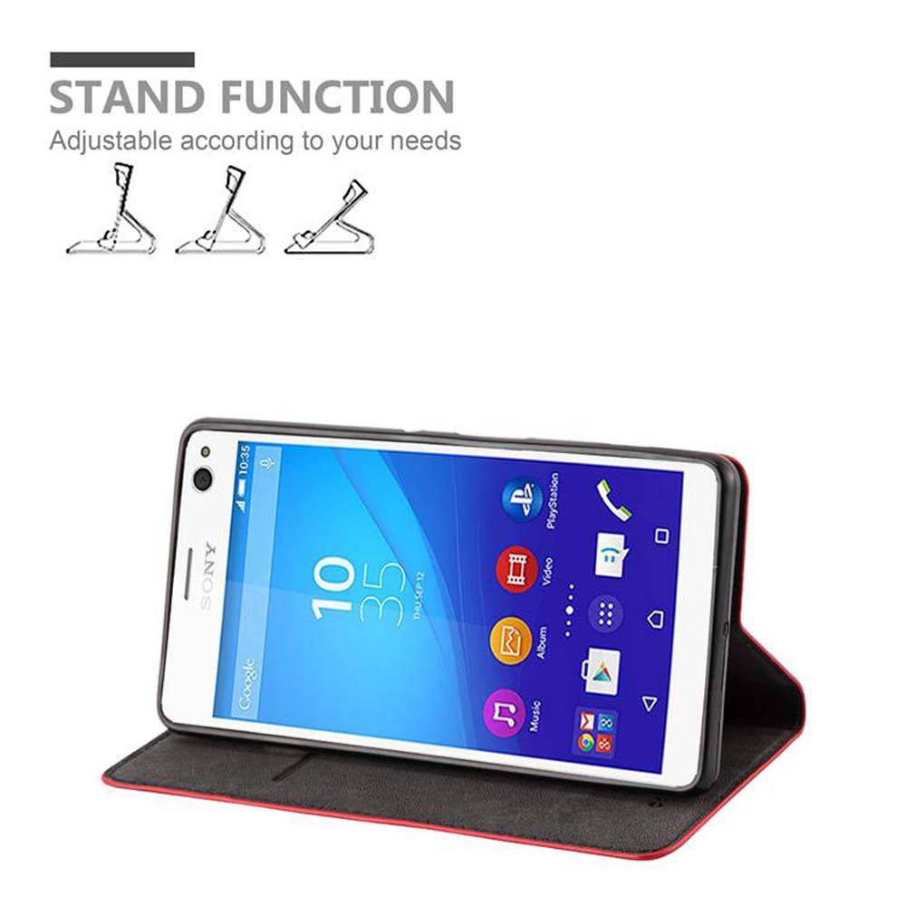 Cadorabo Hülle für Sony Xperia C4 Schutz Hülle in Rot Handyhülle Etui Case Cover Magnetverschluss
