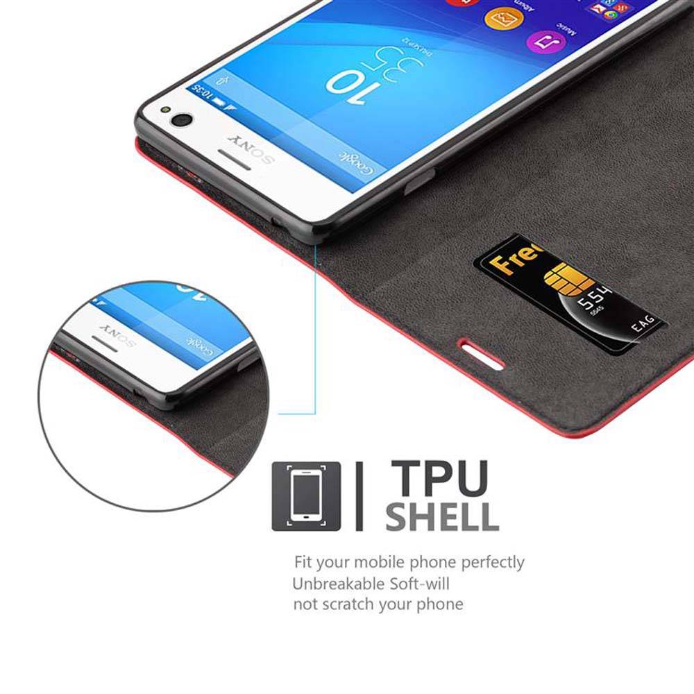 Cadorabo Hülle für Sony Xperia C4 Schutz Hülle in Rot Handyhülle Etui Case Cover Magnetverschluss