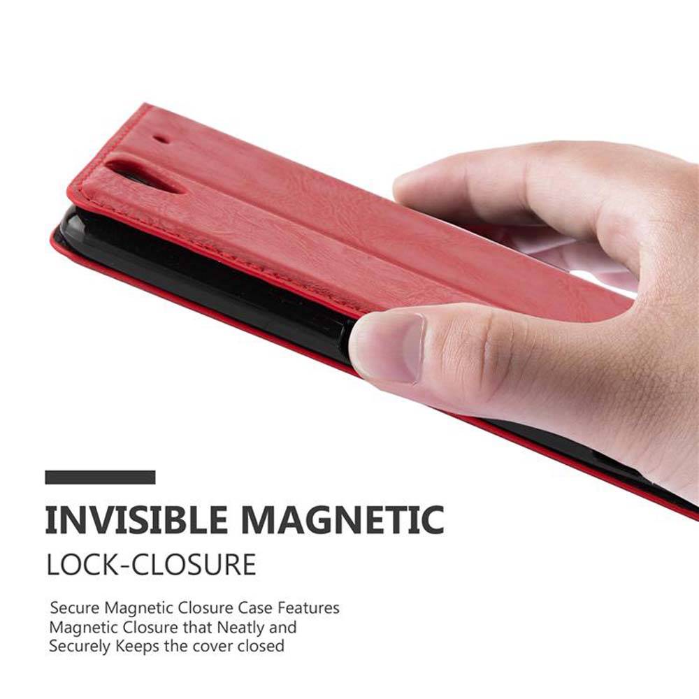 Cadorabo Hülle für Sony Xperia C4 Schutz Hülle in Rot Handyhülle Etui Case Cover Magnetverschluss