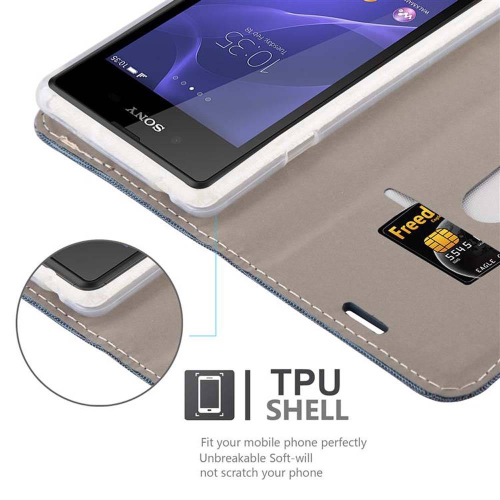 Cadorabo Hülle für Sony Xperia E3 Schutzhülle in Blau Handy Hülle Etui Book Case Cover