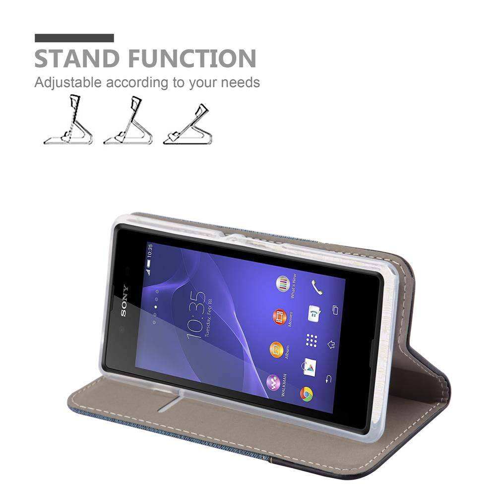 Cadorabo Hülle für Sony Xperia E3 Schutzhülle in Blau Handy Hülle Etui Book Case Cover