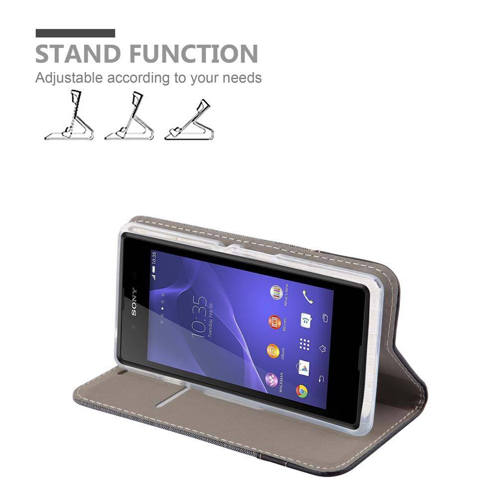 Cadorabo Hülle für Sony Xperia E3 Schutzhülle in Grau Handy Hülle Etui Book Case Cover