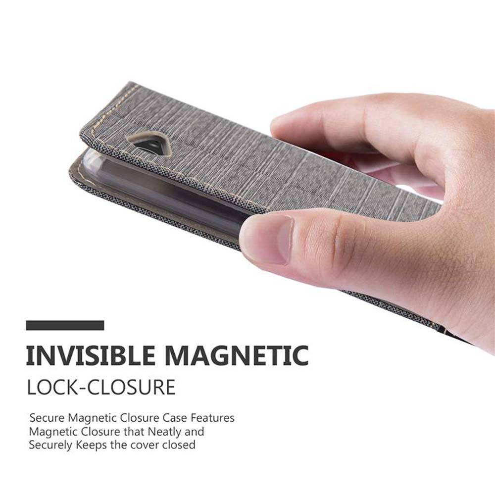 Cadorabo Hülle für Sony Xperia E3 Schutzhülle in Grau Handy Hülle Etui Book Case Cover