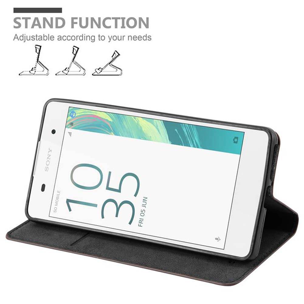Cadorabo Hülle für Sony Xperia E5 Schutz Hülle in Braun Handyhülle Etui Case Cover Magnetverschluss