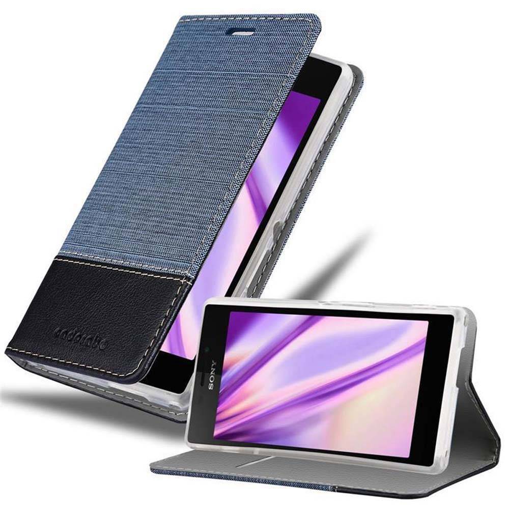 Cadorabo Hülle für Sony Xperia M2 / M2 AQUA Schutzhülle in Blau Handy Hülle Etui Book Case Cover