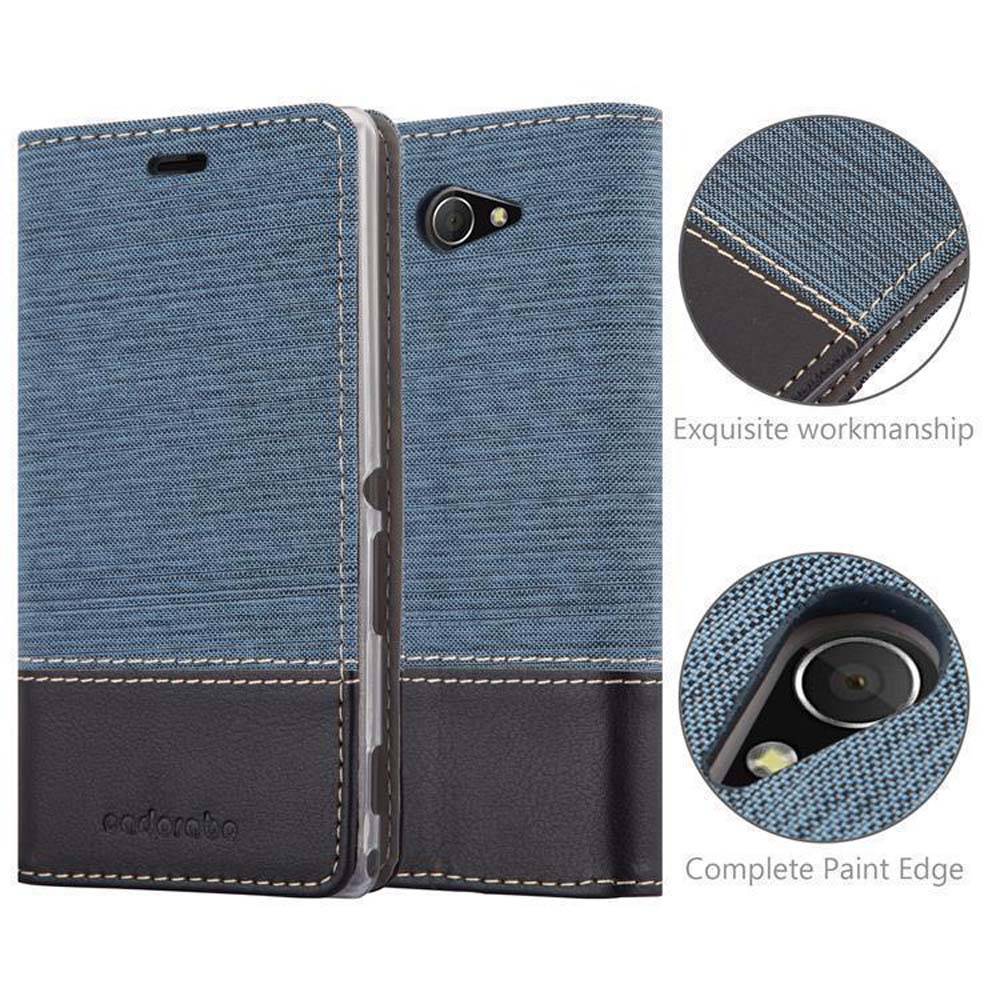 Cadorabo Hülle für Sony Xperia M2 / M2 AQUA Schutzhülle in Blau Handy Hülle Etui Book Case Cover
