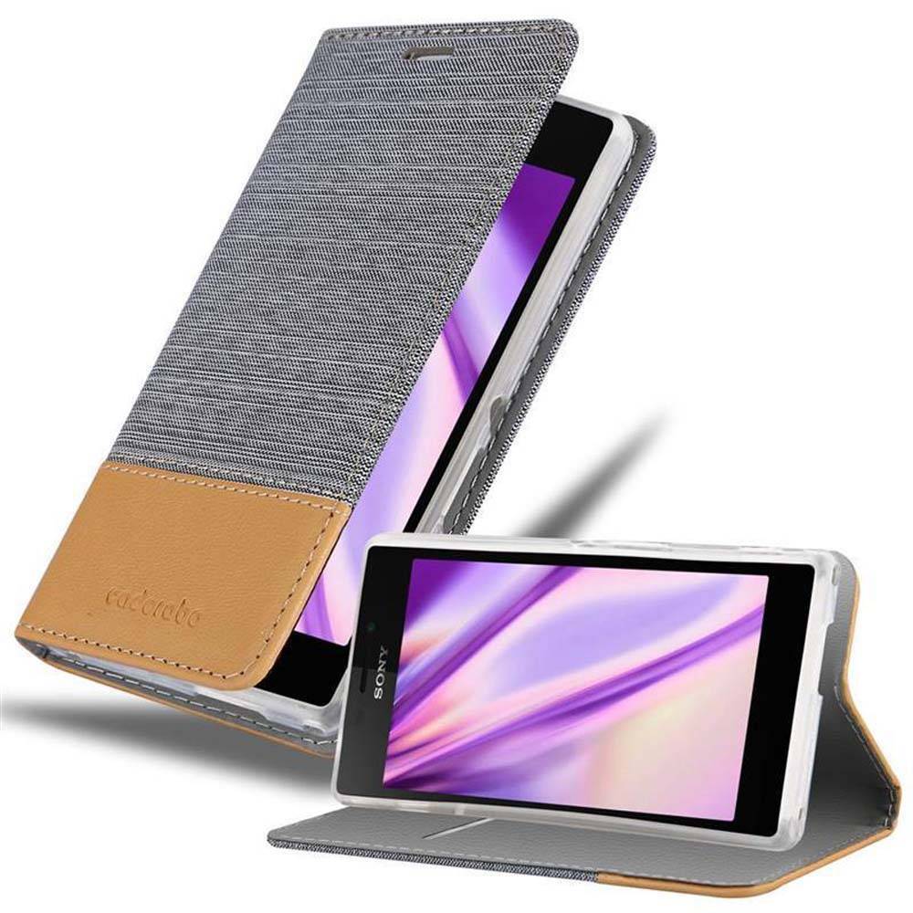 Cadorabo Hülle für Sony Xperia M2 / M2 AQUA Schutzhülle in Grau Handy Hülle Etui Book Case Cover