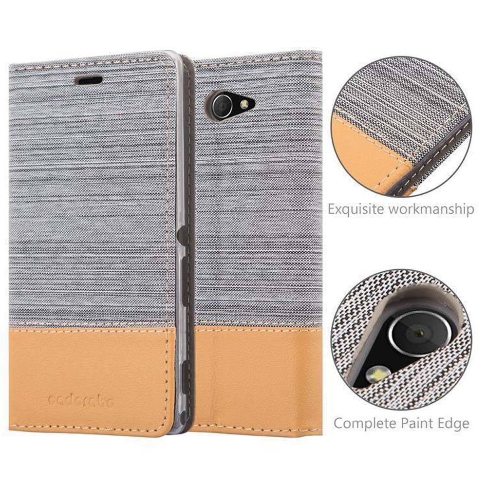 Cadorabo Hülle für Sony Xperia M2 / M2 AQUA Schutzhülle in Grau Handy Hülle Etui Book Case Cover