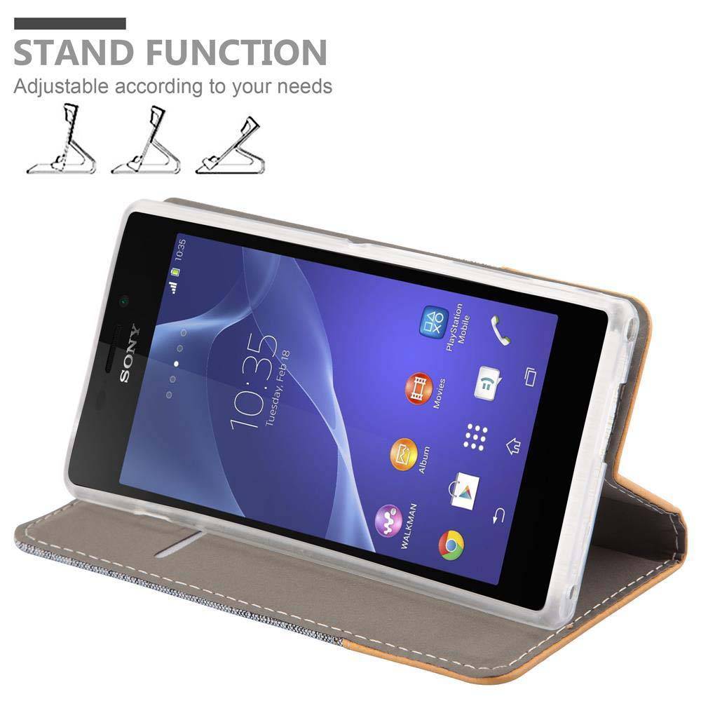 Cadorabo Hülle für Sony Xperia M2 / M2 AQUA Schutzhülle in Grau Handy Hülle Etui Book Case Cover