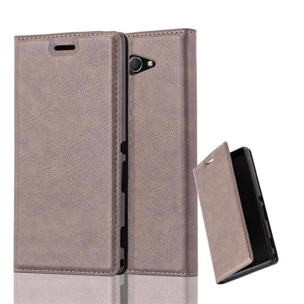 Cadorabo Hülle für Sony Xperia M2 / M2 AQUA Schutz Hülle in Braun Handyhülle Etui Case Cover Magnetverschluss