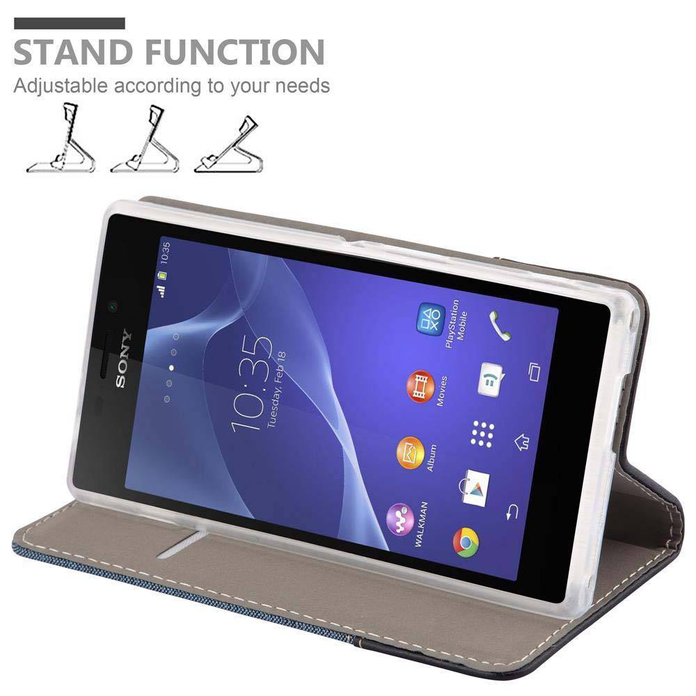 Cadorabo Hülle für Sony Xperia M2 / M2 AQUA Schutzhülle in Blau Handy Hülle Etui Book Case Cover