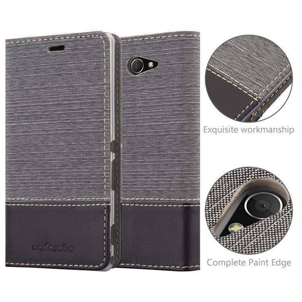 Cadorabo Hülle für Sony Xperia M2 / M2 AQUA Schutzhülle in Grau Handy Hülle Etui Book Case Cover