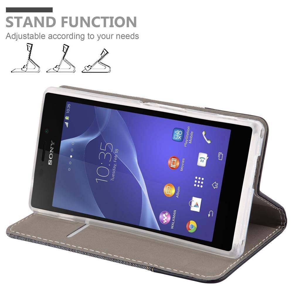 Cadorabo Hülle für Sony Xperia M2 / M2 AQUA Schutzhülle in Grau Handy Hülle Etui Book Case Cover