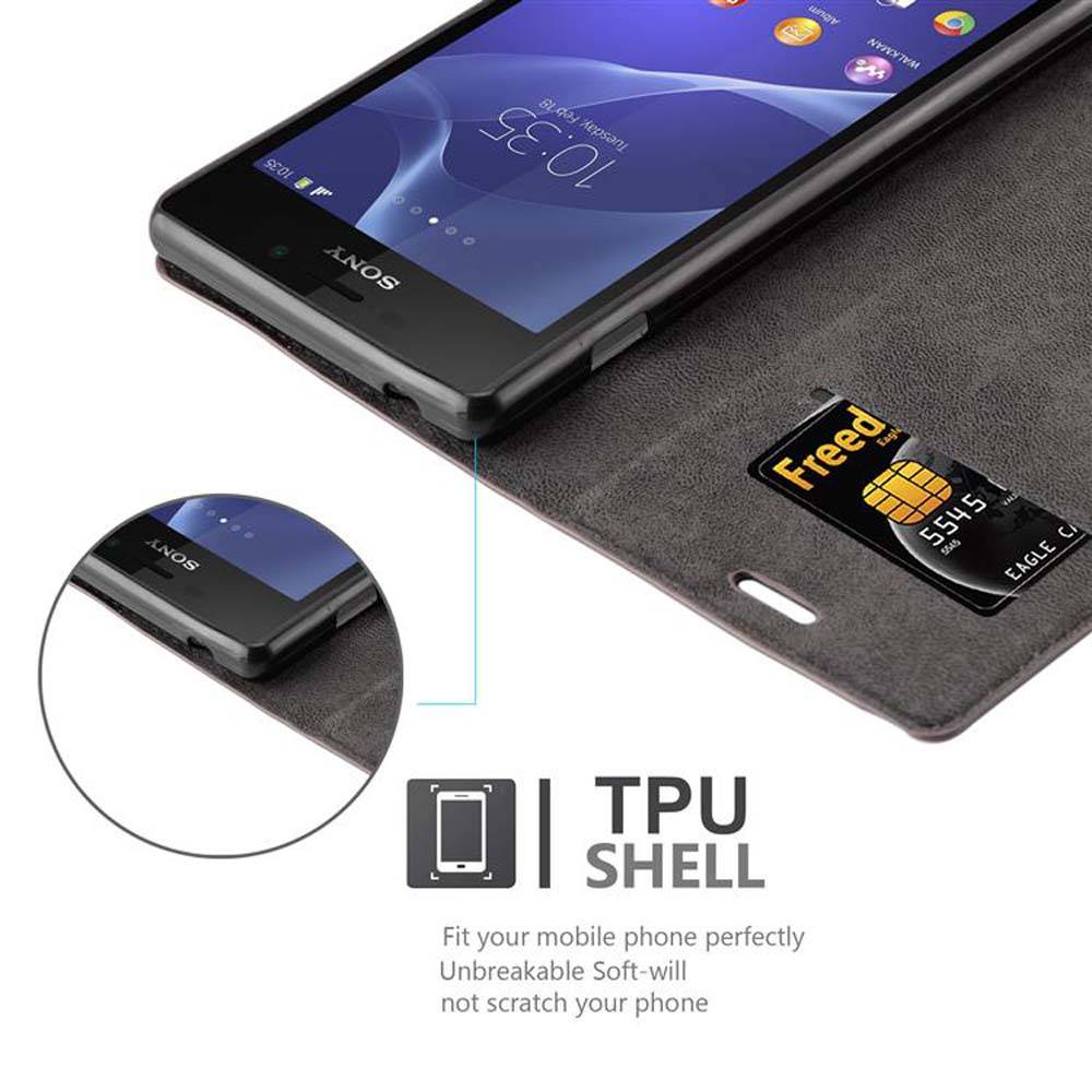 Cadorabo Hülle für Sony Xperia M2 / M2 AQUA Schutz Hülle in Braun Handyhülle Etui Case Cover Magnetverschluss