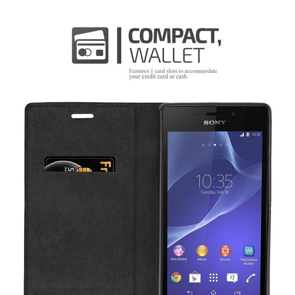 Cadorabo Hülle für Sony Xperia M2 / M2 AQUA Schutz Hülle in Braun Handyhülle Etui Case Cover Magnetverschluss