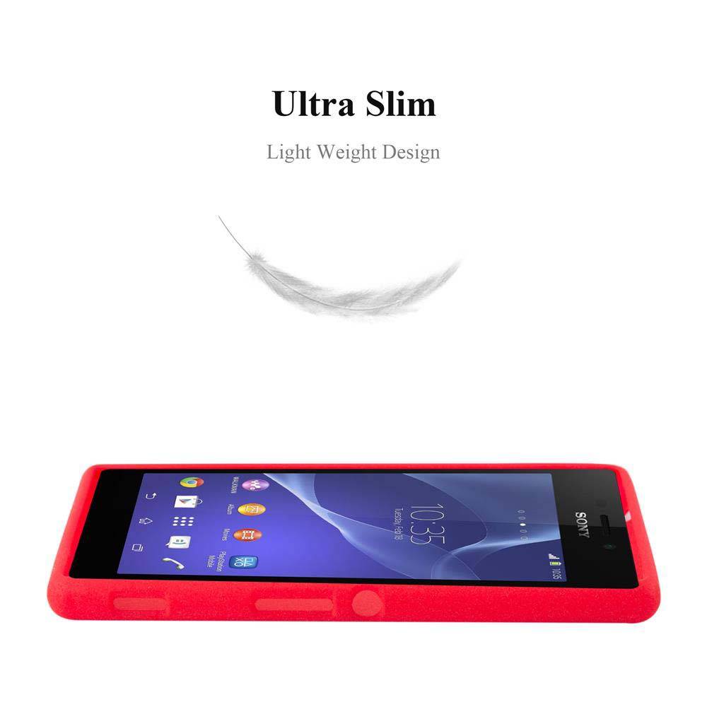Cadorabo Schutzhülle für Sony Xperia M2 / M2 AQUA Hülle in Rot Handyhülle TPU Etui Cover Case
