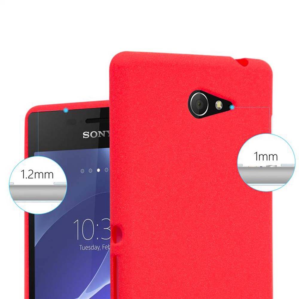 Cadorabo Schutzhülle für Sony Xperia M2 / M2 AQUA Hülle in Rot Handyhülle TPU Etui Cover Case
