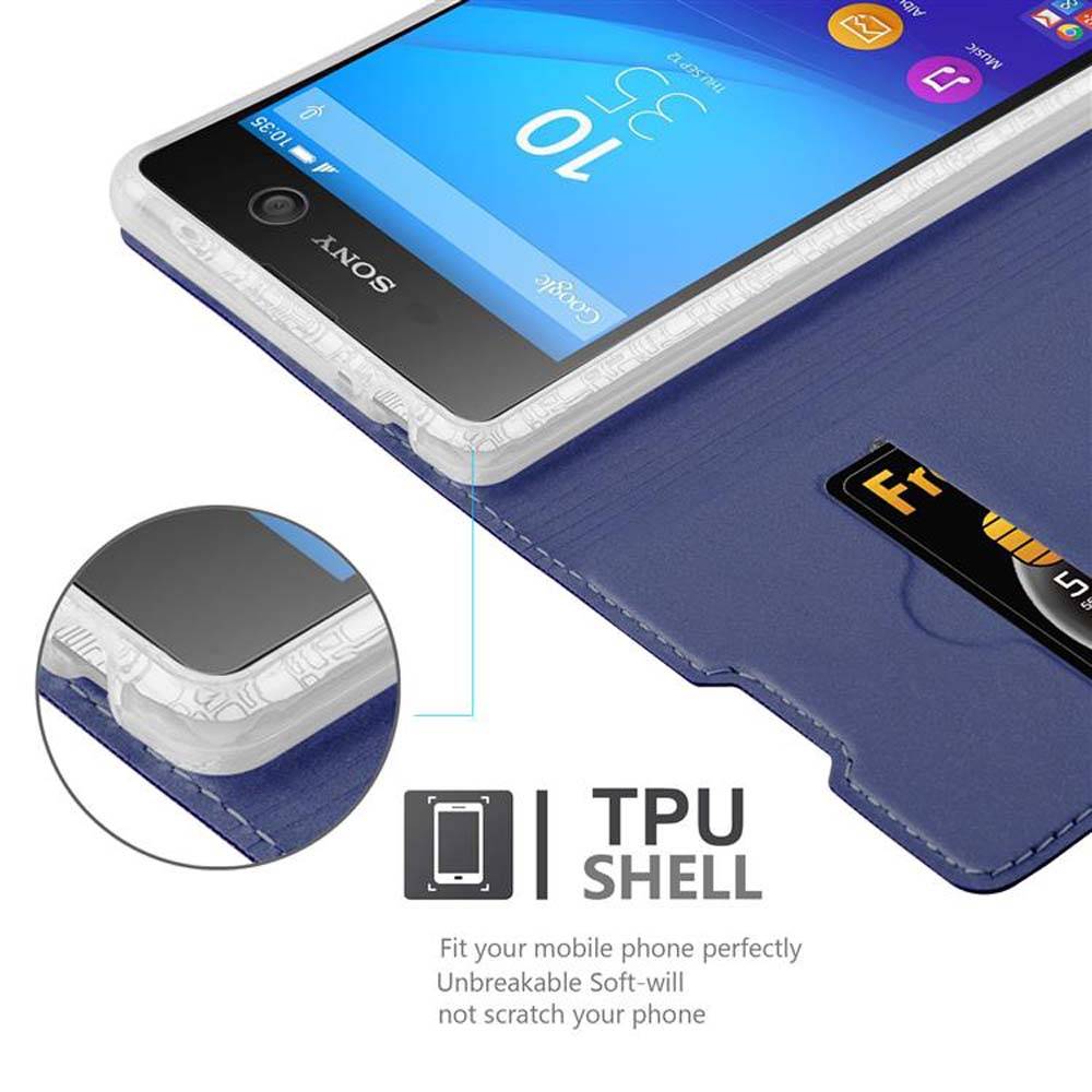 Cadorabo Handyhülle für Sony Xperia M5 Schutz Hülle in Blau Cover Etui Book Case Booklet