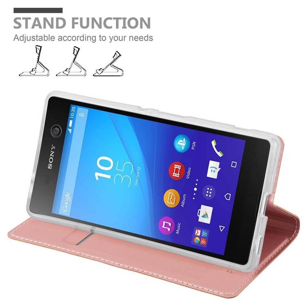 Cadorabo Handyhülle für Sony Xperia M5 Schutz Hülle in Rosa Cover Etui Book Case Booklet