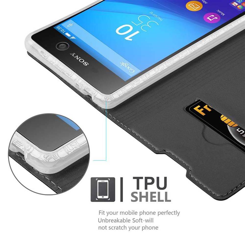 Cadorabo Handyhülle für Sony Xperia M5 Schutz Hülle in Schwarz Cover Etui Book Case Booklet