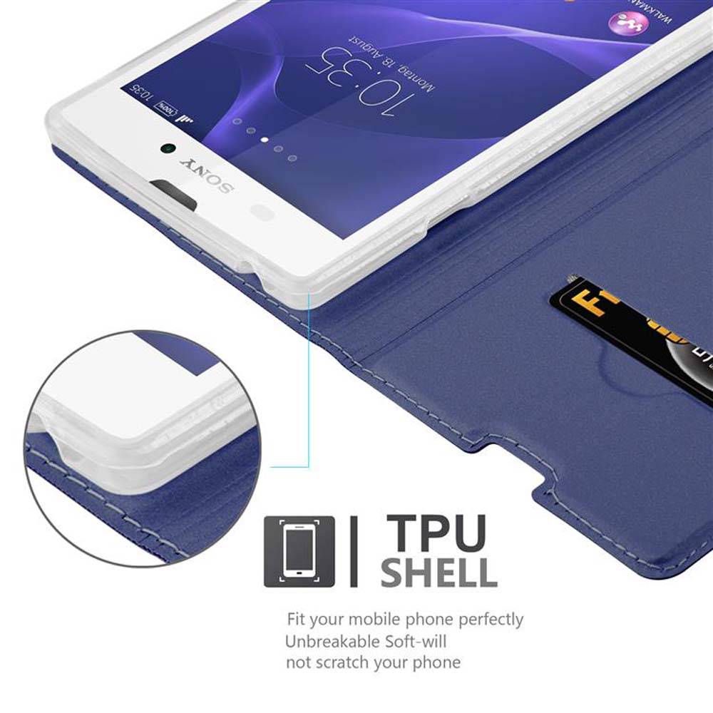 Cadorabo Handyhülle für Sony Xperia T3 Schutz Hülle in Blau Cover Etui Book Case Booklet