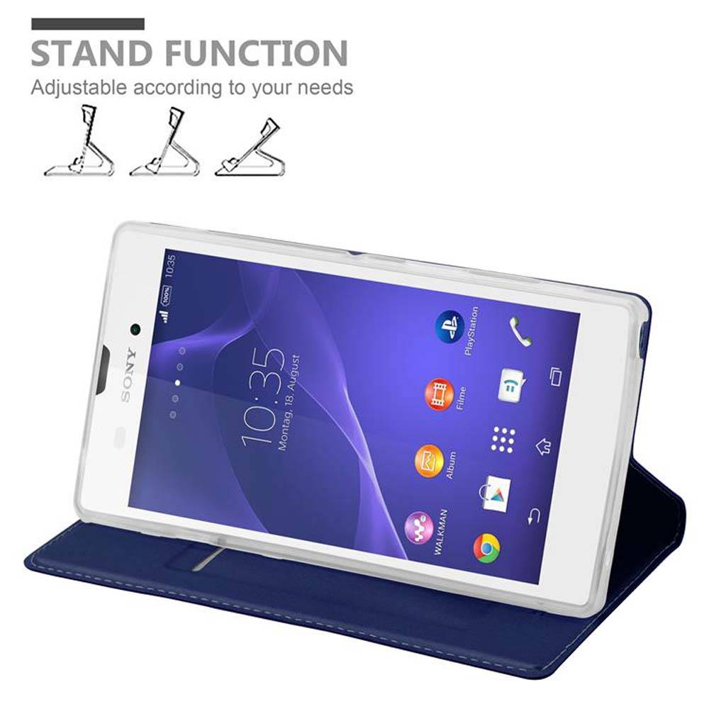 Cadorabo Handyhülle für Sony Xperia T3 Schutz Hülle in Blau Cover Etui Book Case Booklet