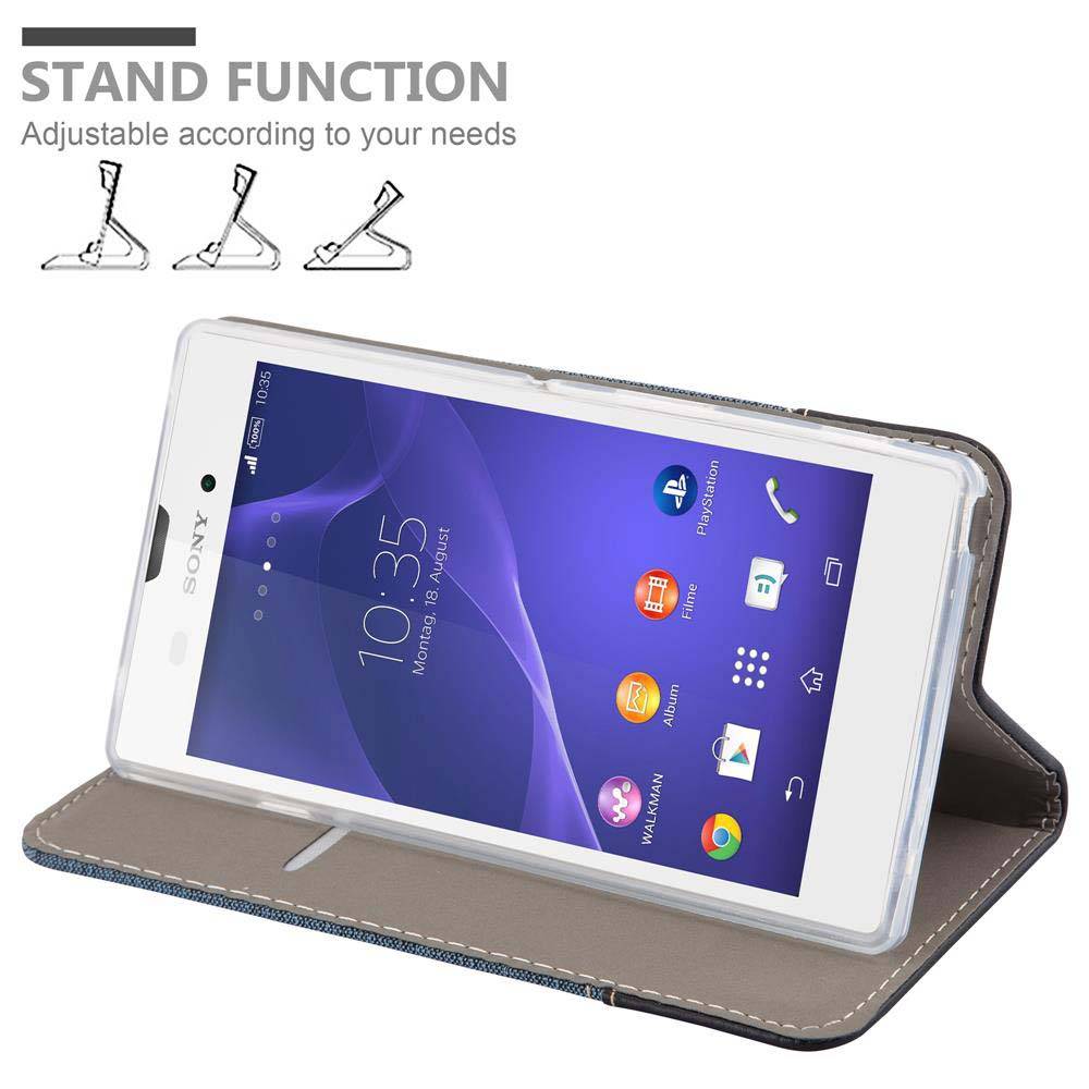 Cadorabo Hülle für Sony Xperia T3 Schutzhülle in Blau Handy Hülle Etui Book Case Cover