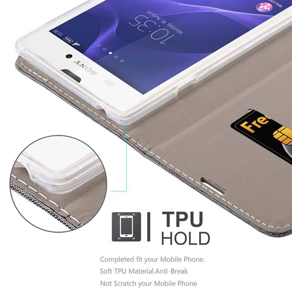 Cadorabo Hülle für Sony Xperia T3 Schutzhülle in Grau Handy Hülle Etui Book Case Cover